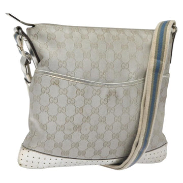 GUCCI GG Canvas Shoulder Bag Silver 145857 Auth ki5740