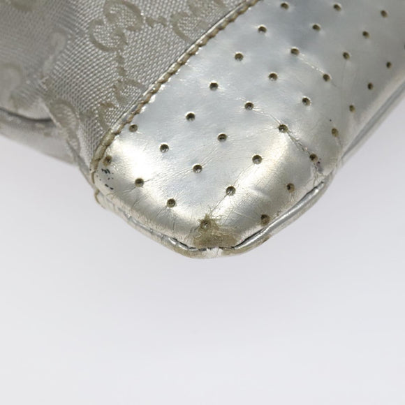 GUCCI GG Canvas Shoulder Bag Silver 145857 Auth ki5740