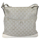 GUCCI GG Canvas Shoulder Bag Silver 145857 Auth ki5740-13