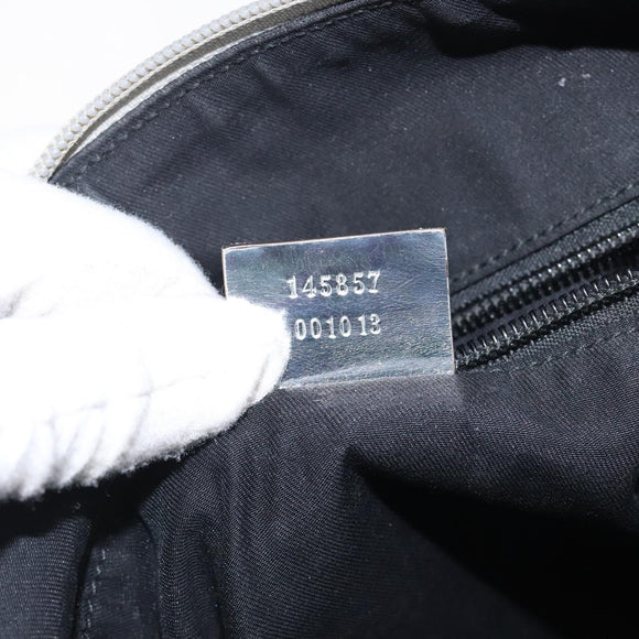 GUCCI GG Canvas Shoulder Bag Silver 145857 Auth ki5740