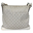 GUCCI GG Canvas Shoulder Bag Silver 145857 Auth ki5740-2