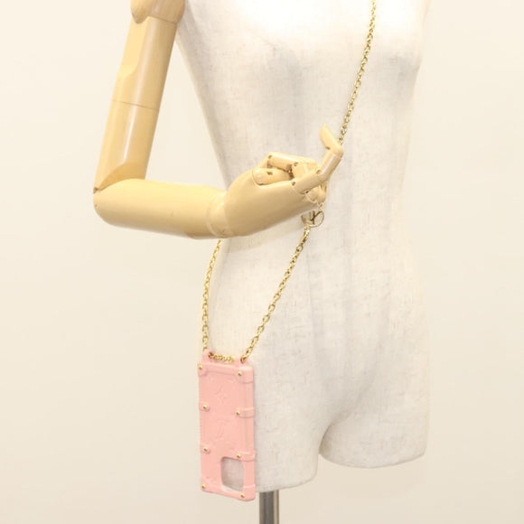 LOUIS VUITTON Monogram Trunk IPHONE14PRO iPhone Case Pink M82082 LV Auth ki5744