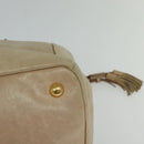 PRADA Hand Bag Leather 2way Beige Gold Auth ki5757-16
