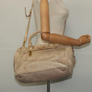 PRADA Hand Bag Leather 2way Beige Gold Auth ki5757-24