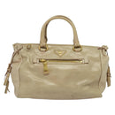 PRADA Hand Bag Leather 2way Beige Gold Auth ki5757-13