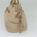 PRADA Hand Bag Leather 2way Beige Gold Auth ki5757-3