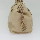 PRADA Hand Bag Leather 2way Beige Gold Auth ki5757-4