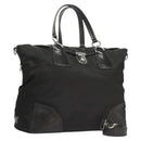PRADA Tote Bag Nylon Leather 2way Black Silver Auth ki5762-1
