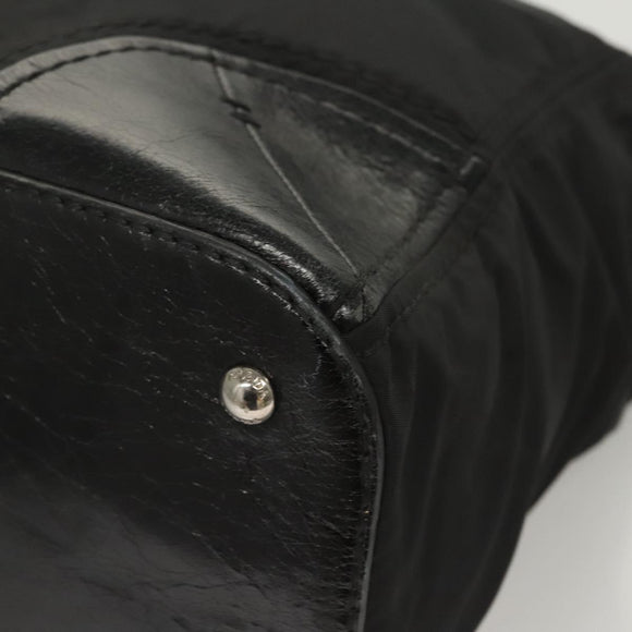 PRADA Tote Bag Nylon Leather 2way Black Silver Auth ki5762