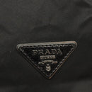 PRADA Tote Bag Nylon Leather 2way Black Silver Auth ki5762-17