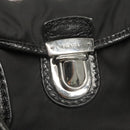 PRADA Tote Bag Nylon Leather 2way Black Silver Auth ki5762-10