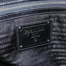 PRADA Tote Bag Nylon Leather 2way Black Silver Auth ki5762-18