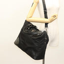 PRADA Tote Bag Nylon Leather 2way Black Silver Auth ki5762-24