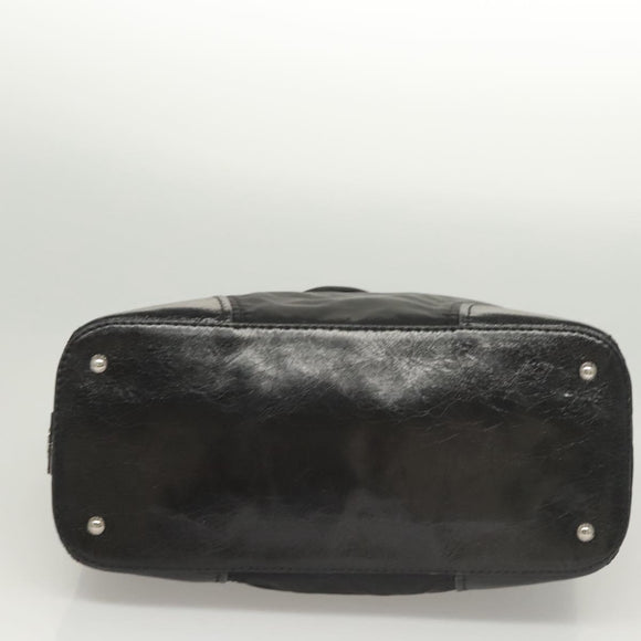 PRADA Tote Bag Nylon Leather 2way Black Silver Auth ki5762