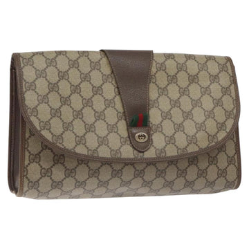 GUCCI GG Supreme Web Sherry Line Clutch Bag PVC Beige Red 156 01 031 Auth ki5765