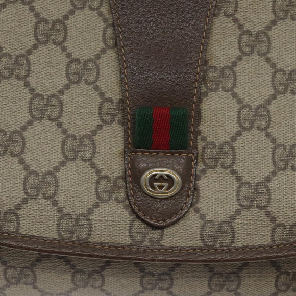 GUCCI GG Supreme Web Sherry Line Clutch Bag PVC Beige Red 156 01 031 Auth ki5765