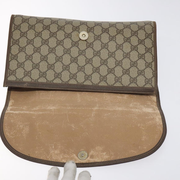 GUCCI GG Supreme Web Sherry Line Clutch Bag PVC Beige Red 156 01 031 Auth ki5765