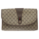 GUCCI GG Supreme Web Sherry Line Clutch Bag PVC Beige Red 156 01 031 Auth ki5765-2