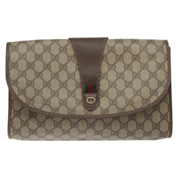 GUCCI GG Supreme Web Sherry Line Clutch Bag PVC Beige Red 156 01 031 Auth ki5765 - 0