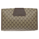 GUCCI GG Supreme Web Sherry Line Clutch Bag PVC Beige Red 156 01 031 Auth ki5765-3