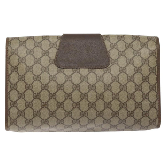 GUCCI GG Supreme Web Sherry Line Clutch Bag PVC Beige Red 156 01 031 Auth ki5765