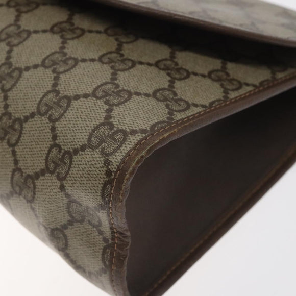 GUCCI GG Supreme Web Sherry Line Clutch Bag PVC Beige Red 156 01 031 Auth ki5765