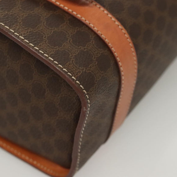 CELINE Macadam Canvas Hand Bag PVC Leather Brown Gold Auth ki5778