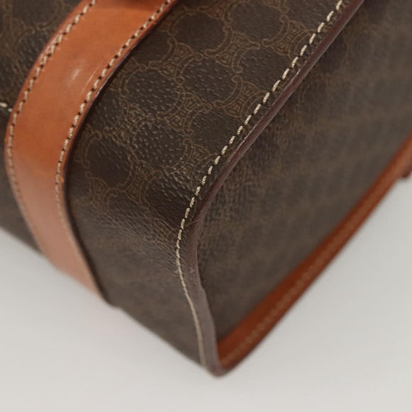 CELINE Macadam Canvas Hand Bag PVC Leather Brown Gold Auth ki5778