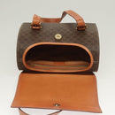 CELINE Macadam Canvas Hand Bag PVC Leather Brown Gold Auth ki5778-10