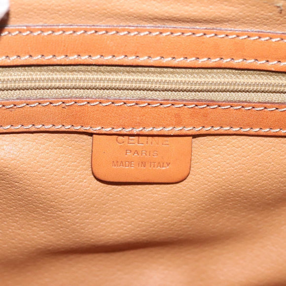 CELINE Macadam Canvas Hand Bag PVC Leather Brown Gold Auth ki5778