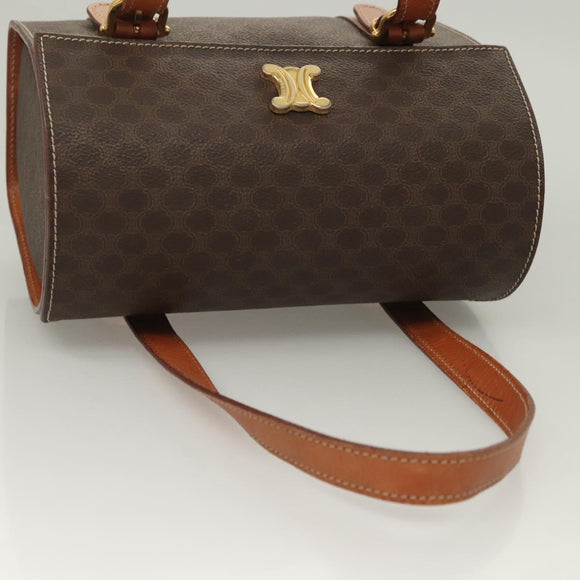 CELINE Macadam Canvas Hand Bag PVC Leather Brown Gold Auth ki5778