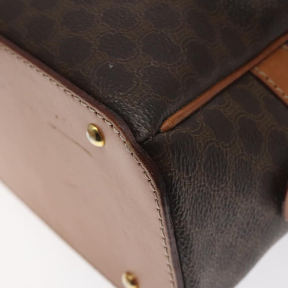 CELINE Macadam Canvas Hand Bag PVC Leather Brown Gold Auth ki5783