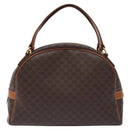 CELINE Macadam Canvas Hand Bag PVC Leather Brown Gold Auth ki5783-2