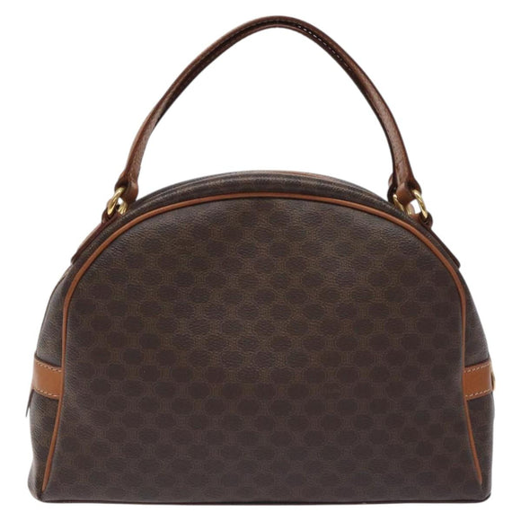CELINE Macadam Canvas Hand Bag PVC Leather Brown Gold Auth ki5783