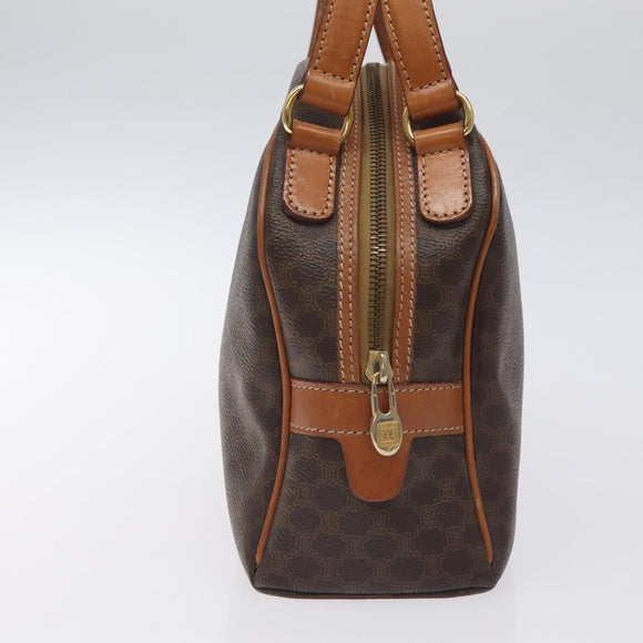 CELINE Macadam Canvas Hand Bag PVC Leather Brown Gold Auth ki5783