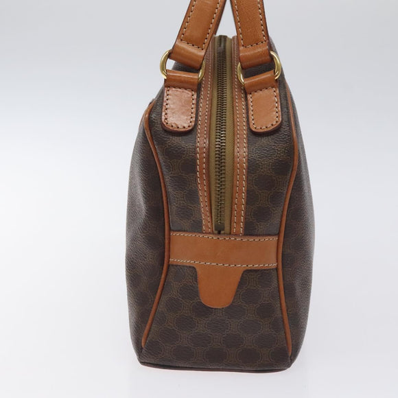 CELINE Macadam Canvas Hand Bag PVC Leather Brown Gold Auth ki5783