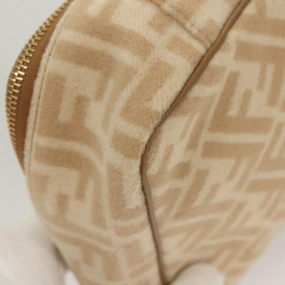 FENDI Zucca Canvas Vanity Pouch Beige Gold Auth ki5784
