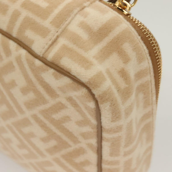 FENDI Zucca Canvas Vanity Pouch Beige Gold Auth ki5784
