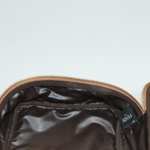 FENDI Zucca Canvas Vanity Pouch Beige Gold Auth ki5784