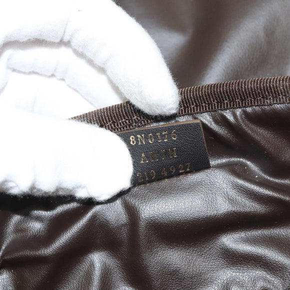 FENDI Zucca Canvas Vanity Pouch Beige Gold Auth ki5784