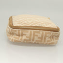 FENDI Zucca Canvas Vanity Pouch Beige Gold Auth ki5784-3