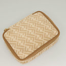FENDI Zucca Canvas Vanity Pouch Beige Gold Auth ki5784-5