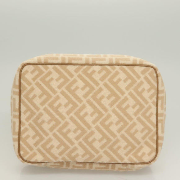 FENDI Zucca Canvas Vanity Pouch Beige Gold Auth ki5784