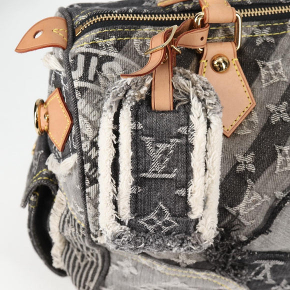 LOUIS VUITTON Monogram Denim Patchwork Speedy 30 Bag Gray M95381 LV Auth ki5785M