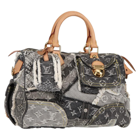 LOUIS VUITTON Monogram Denim Patchwork Speedy 30 Bag Gray M95381 LV Auth ki5785SM