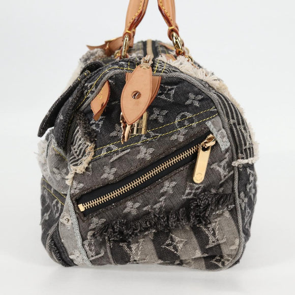 LOUIS VUITTON Monogram Denim Patchwork Speedy 30 Bag Gray M95381 LV Auth ki5785SM