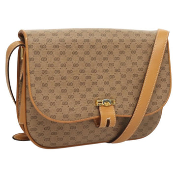 GUCCI Micro GG Supreme Shoulder Bag PVC Beige Gold Auth ki5787
