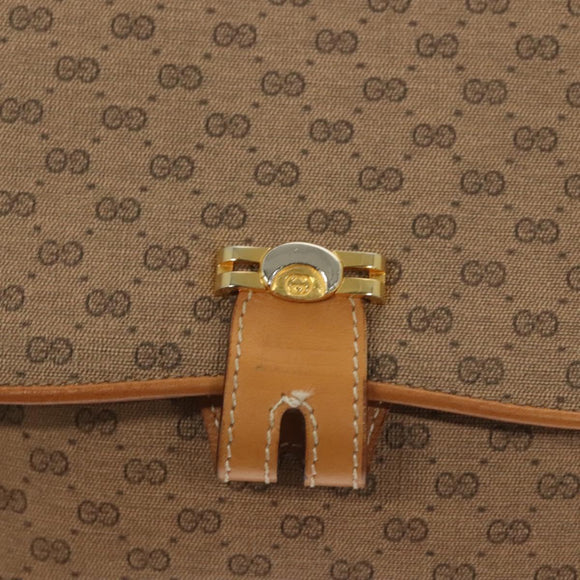 GUCCI Micro GG Supreme Shoulder Bag PVC Beige Gold Auth ki5787