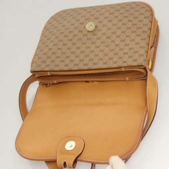 GUCCI Micro GG Supreme Shoulder Bag PVC Beige Gold Auth ki5787