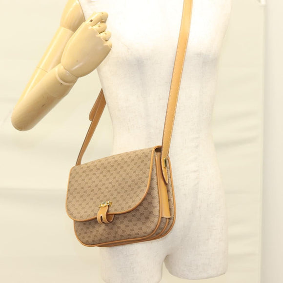 GUCCI Micro GG Supreme Shoulder Bag PVC Beige Gold Auth ki5787